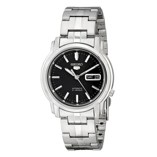 Seiko 5 Automatic Black Dial Steel Strap Men's Wristwatch SNKK71K1