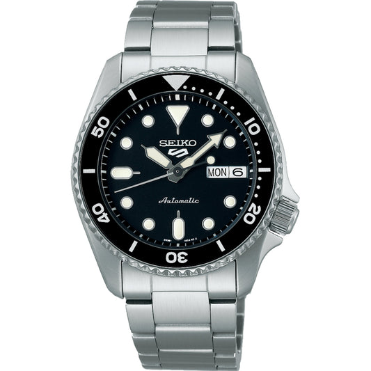 Seiko 5 Sports SKX "Midi" Black Dial Steel Bracelet Wristwatch SRPK29K1