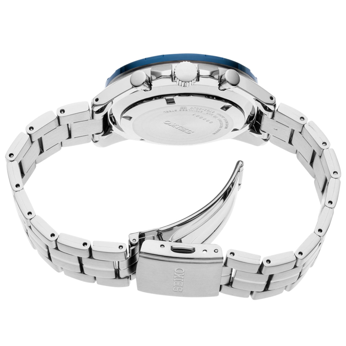 Seiko Essentials 44mm Chronograph Blue Dial Steel Men's Quartz Wristwatch SSB345P1