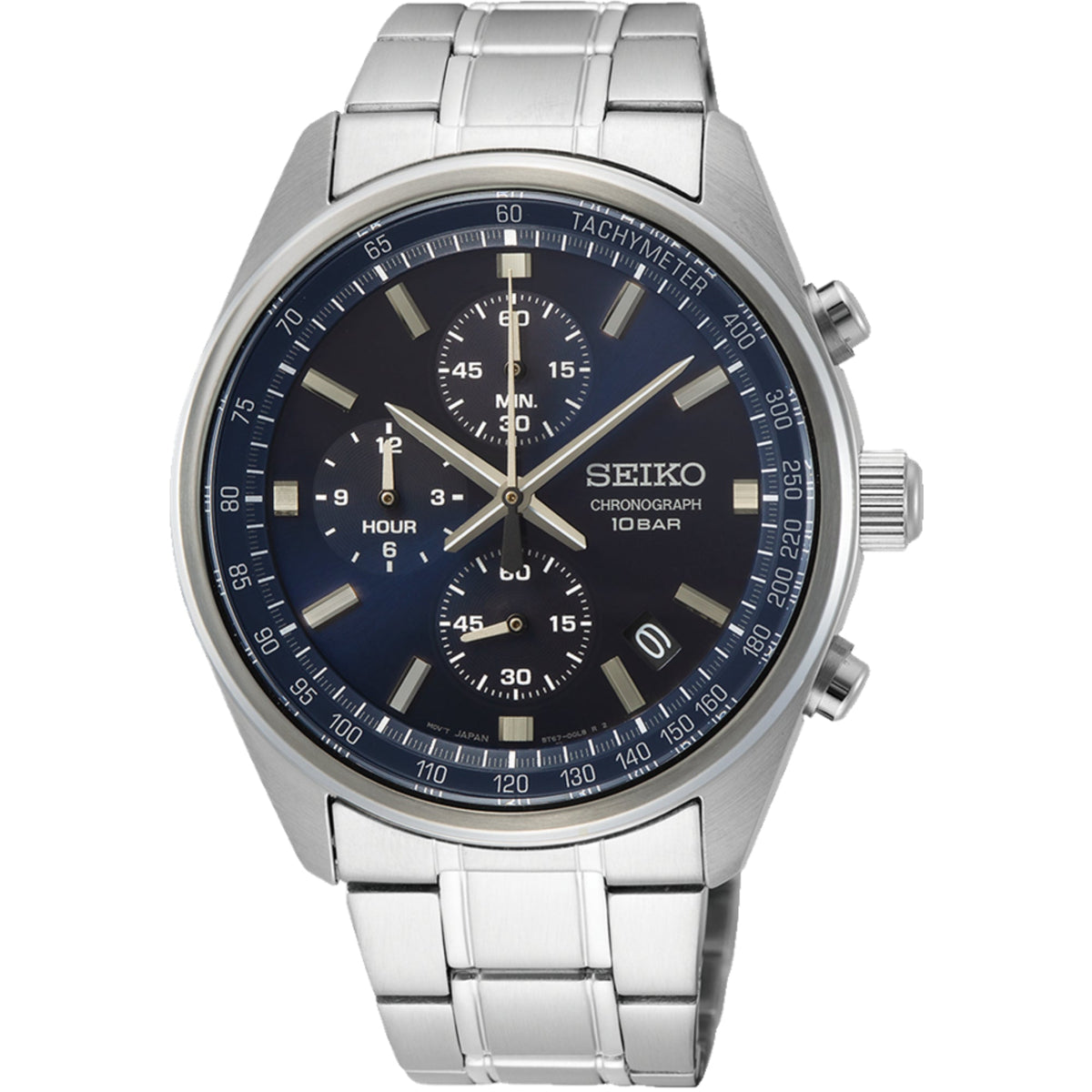 Seiko Essentials 41.5mm Chronograph Blue Dial Steel Men's Quartz Wristwatch SSB377P1