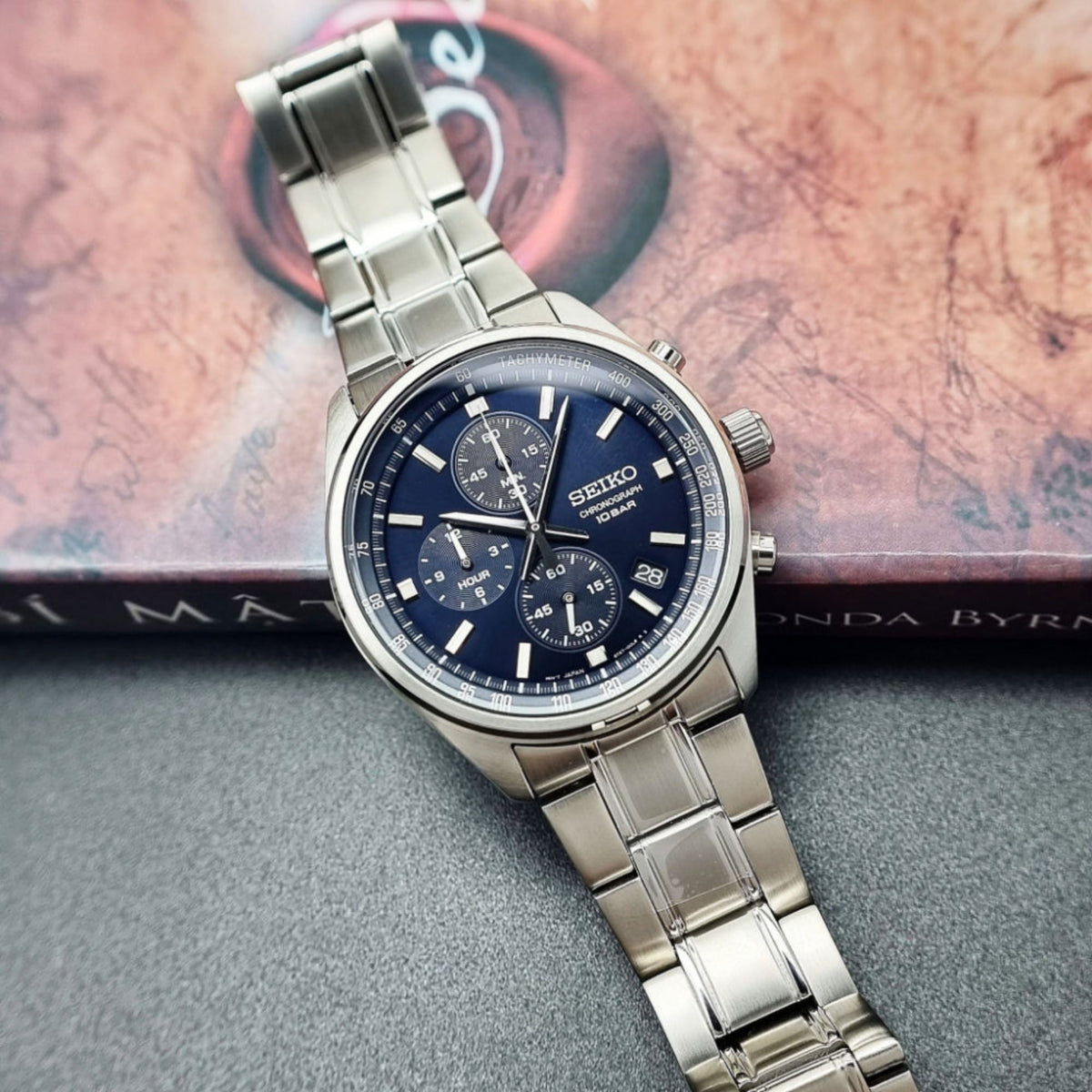 Seiko Essentials 41.5mm Chronograph Blue Dial Steel Men's Quartz Wristwatch SSB377P1
