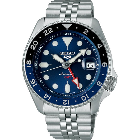 Seiko 5 Sports GMT Automatic Blue Dial Stainless Steel Bracelet Men's Wristwatch SSK003K1