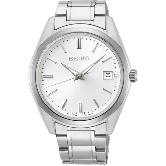 Seiko Essentials 40mm Silver Dial Steel Men's Quartz Wristwatch SUR307P1