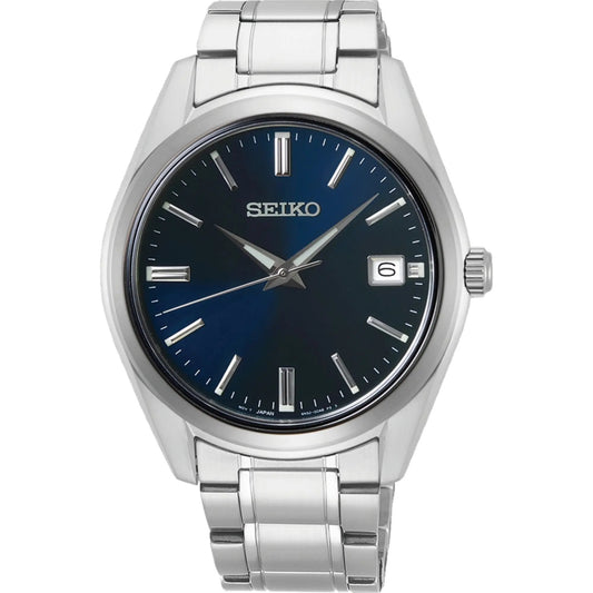 Seiko Essentials 40mm Blue Dial Steel Men's Quartz Wristwatch SUR309P1