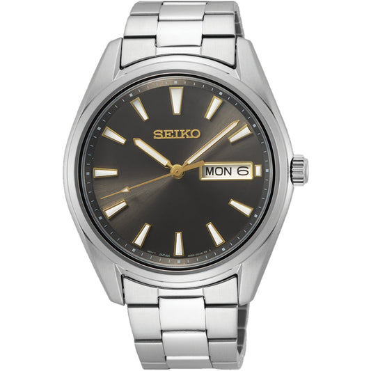 Seiko Essentials 40mm Grey Dial Steel Men's Quartz Wristwatch SUR343P1