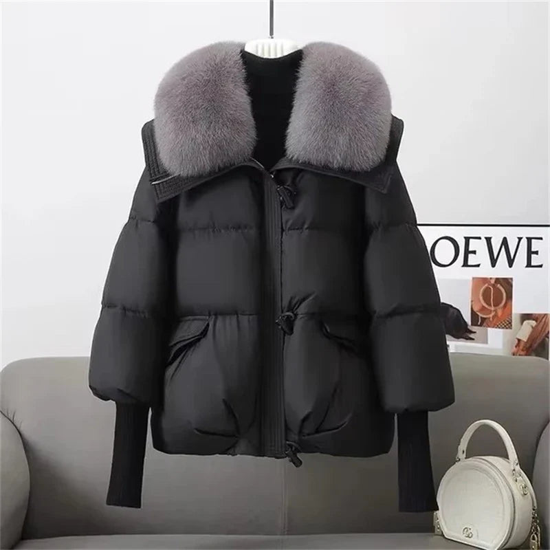 Optew Women's Parka Coat – Faux-Fur Collar Padded Winter Jacket