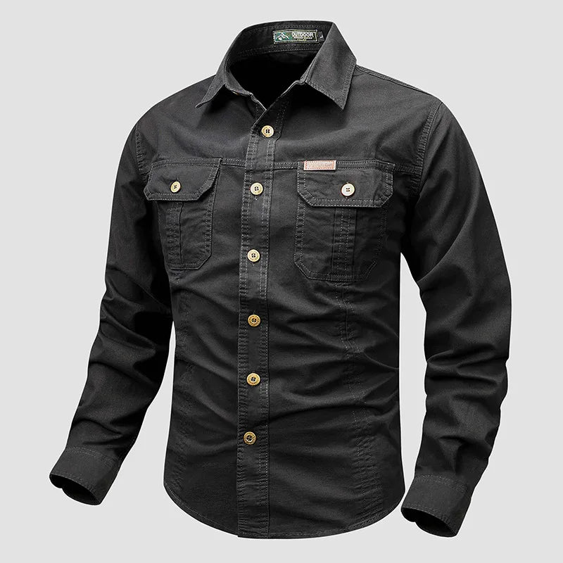 Optew Men’s Button-Front Chest-Pocket Shirt