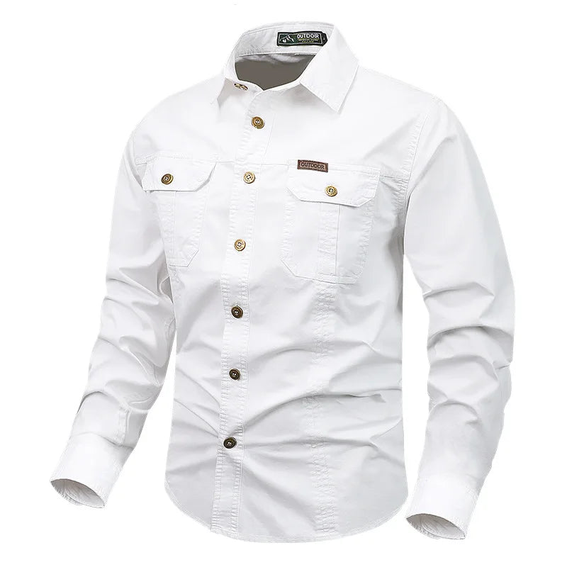 Optew Men’s Button-Front Chest-Pocket Shirt