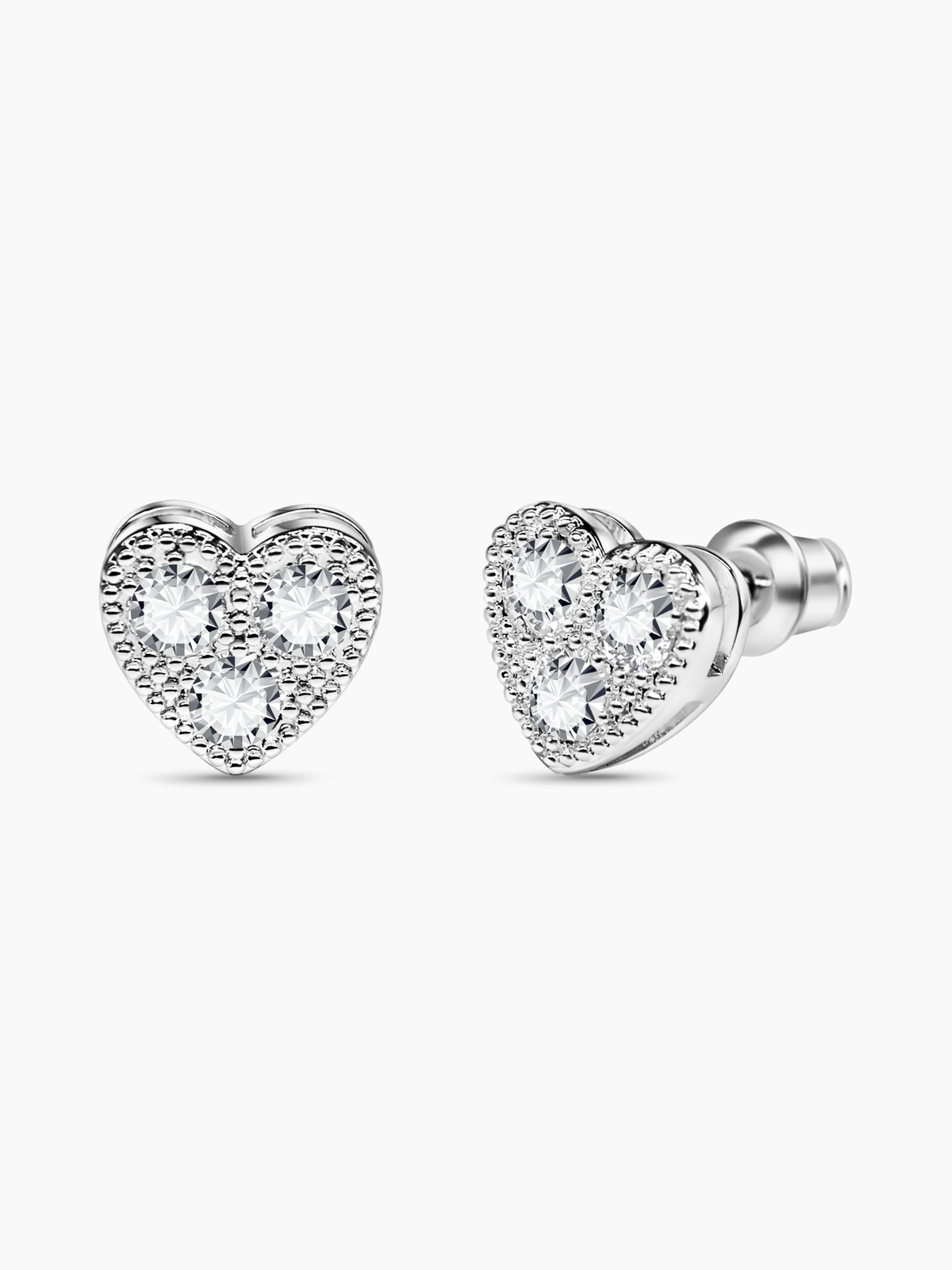 Silver Heart Stud Earrings