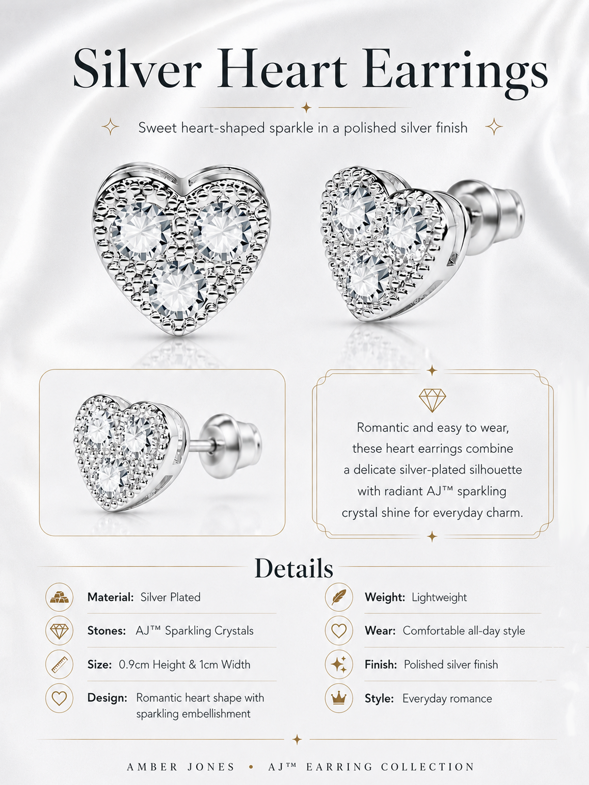 Silver Heart Stud Earrings