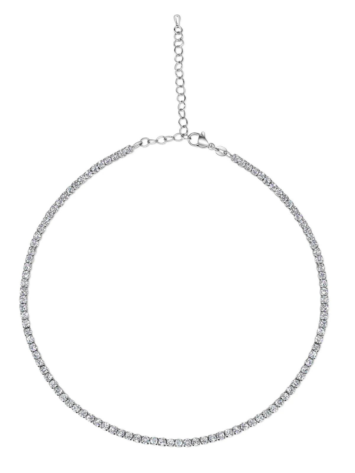 5ct Sparkling Tennis Necklace, 18K White Gold Plated