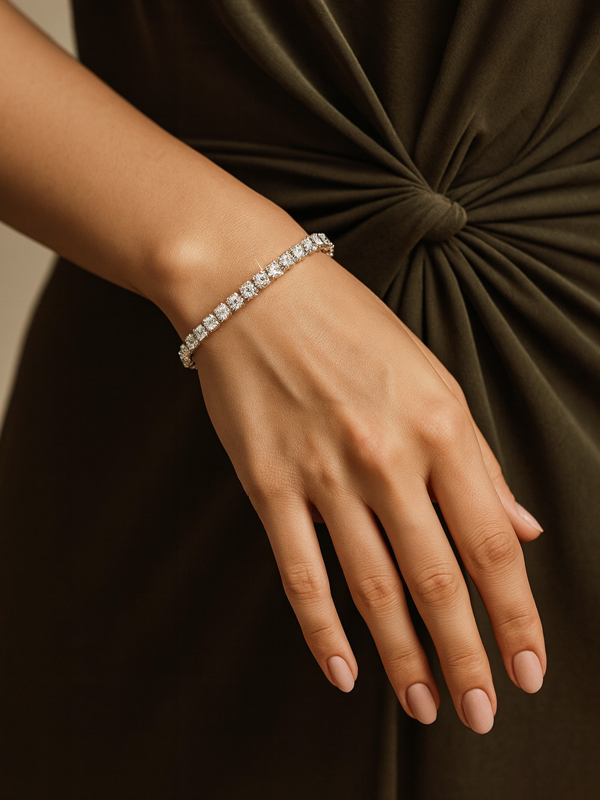 Sterling Silver Sparkling Tennis Bracelet