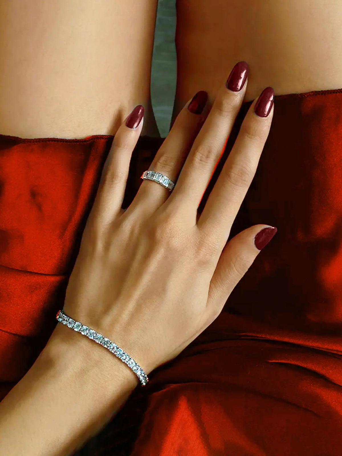 18K White Gold Plated Tennis Bracelet