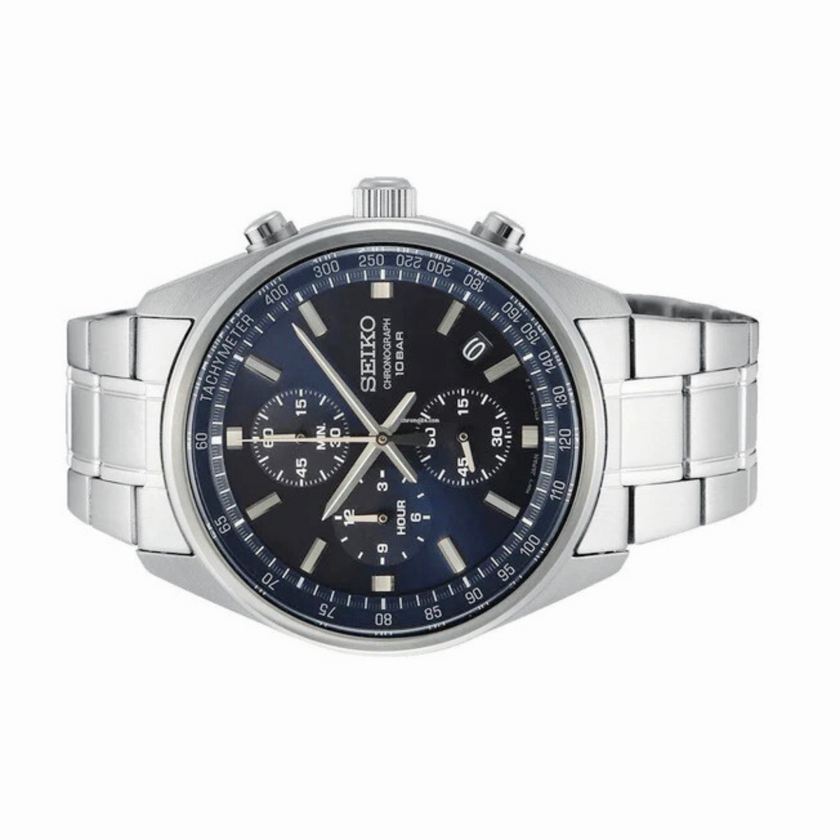 Seiko Essentials 41.5mm Chronograph Blue Dial Steel Men's Quartz Wristwatch SSB377P1