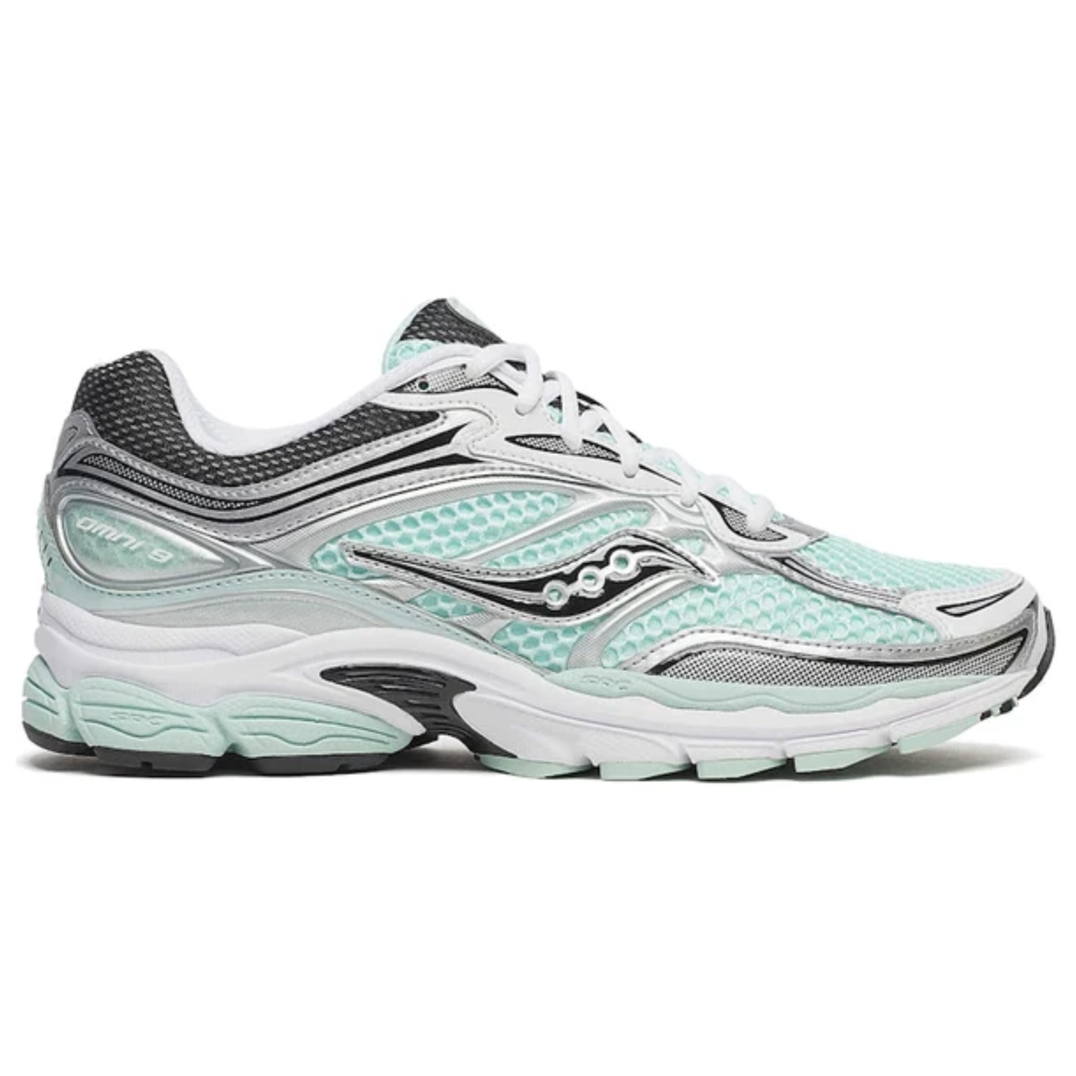 Saucony ProGrid Omni 9 Teal Metallic Silver Sneakers