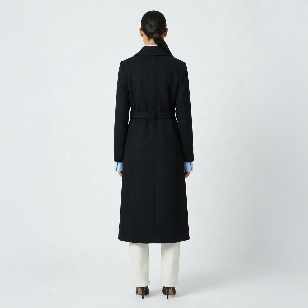 Valoria Wool Blend Belted Coat - Classic Black