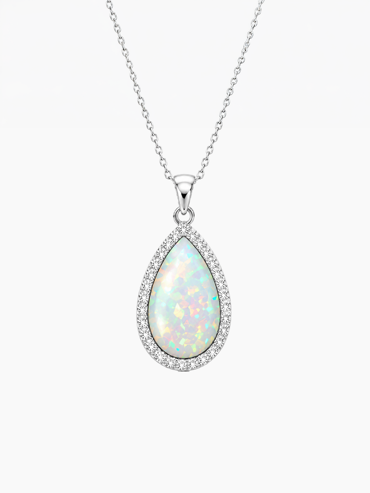 White Opal Pendant Necklace, 2ct