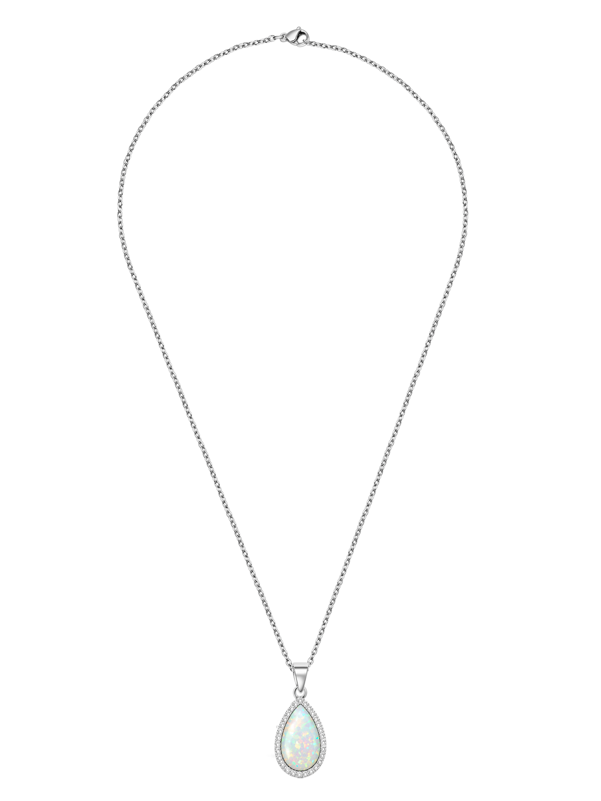 White Opal Pendant Necklace, 2ct