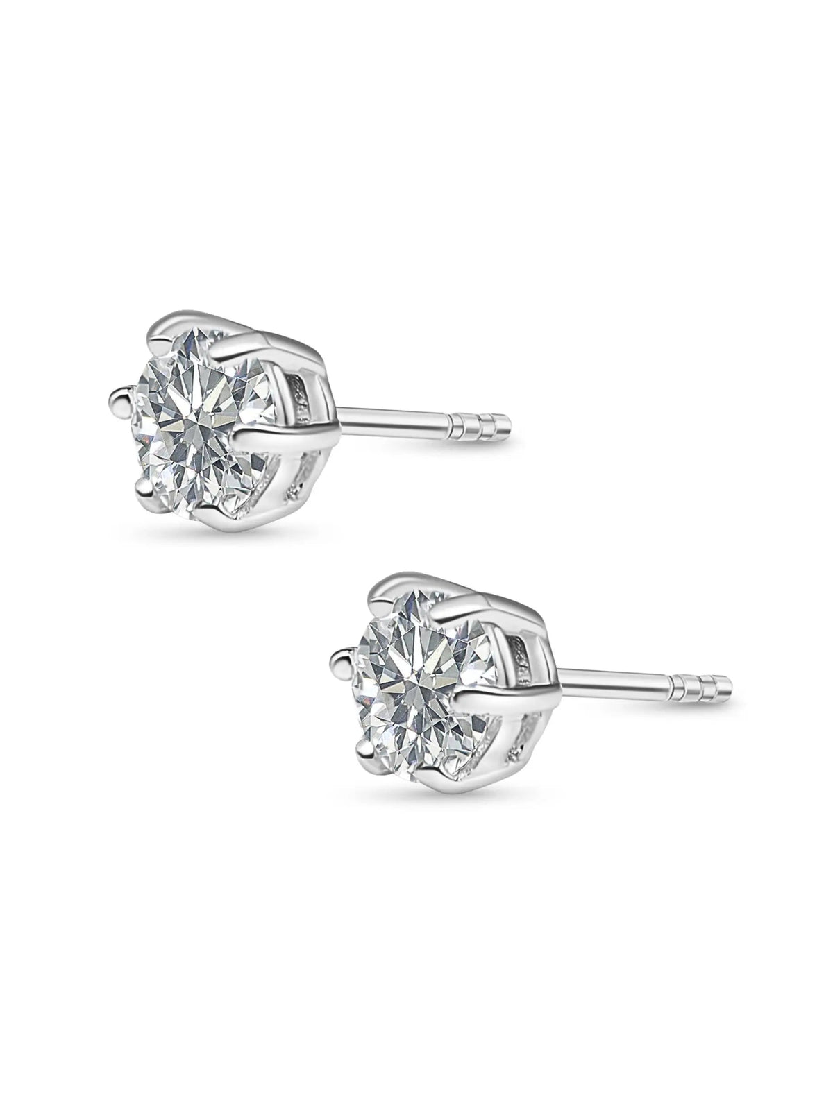 6mm White Sapphire Stud Earrings