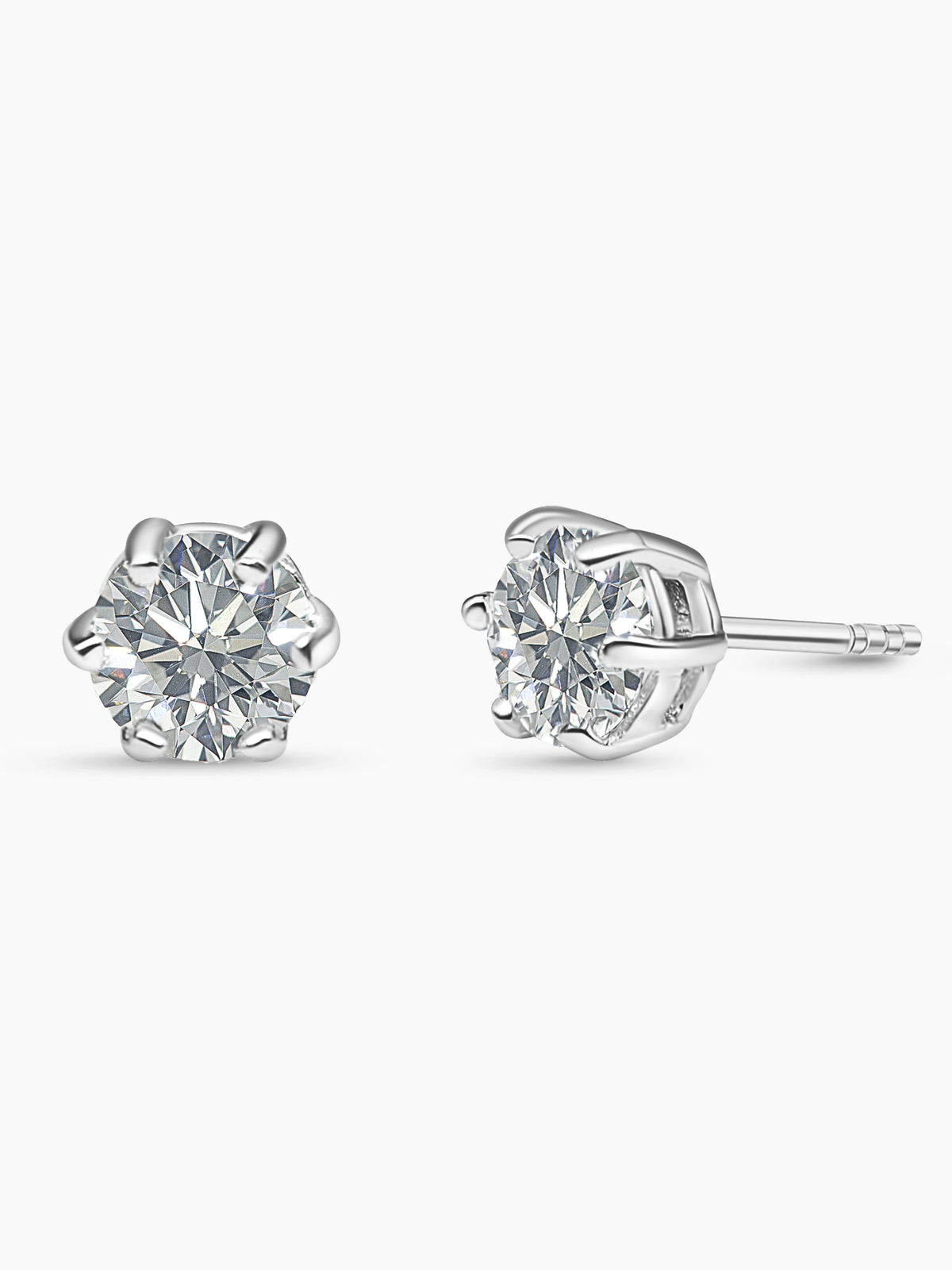 6mm White Sapphire Stud Earrings
