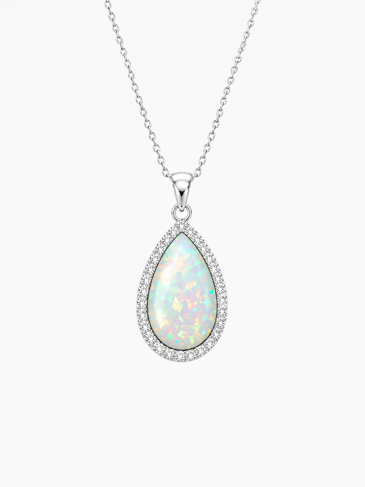 White Opal Pendant Necklace, 2ct