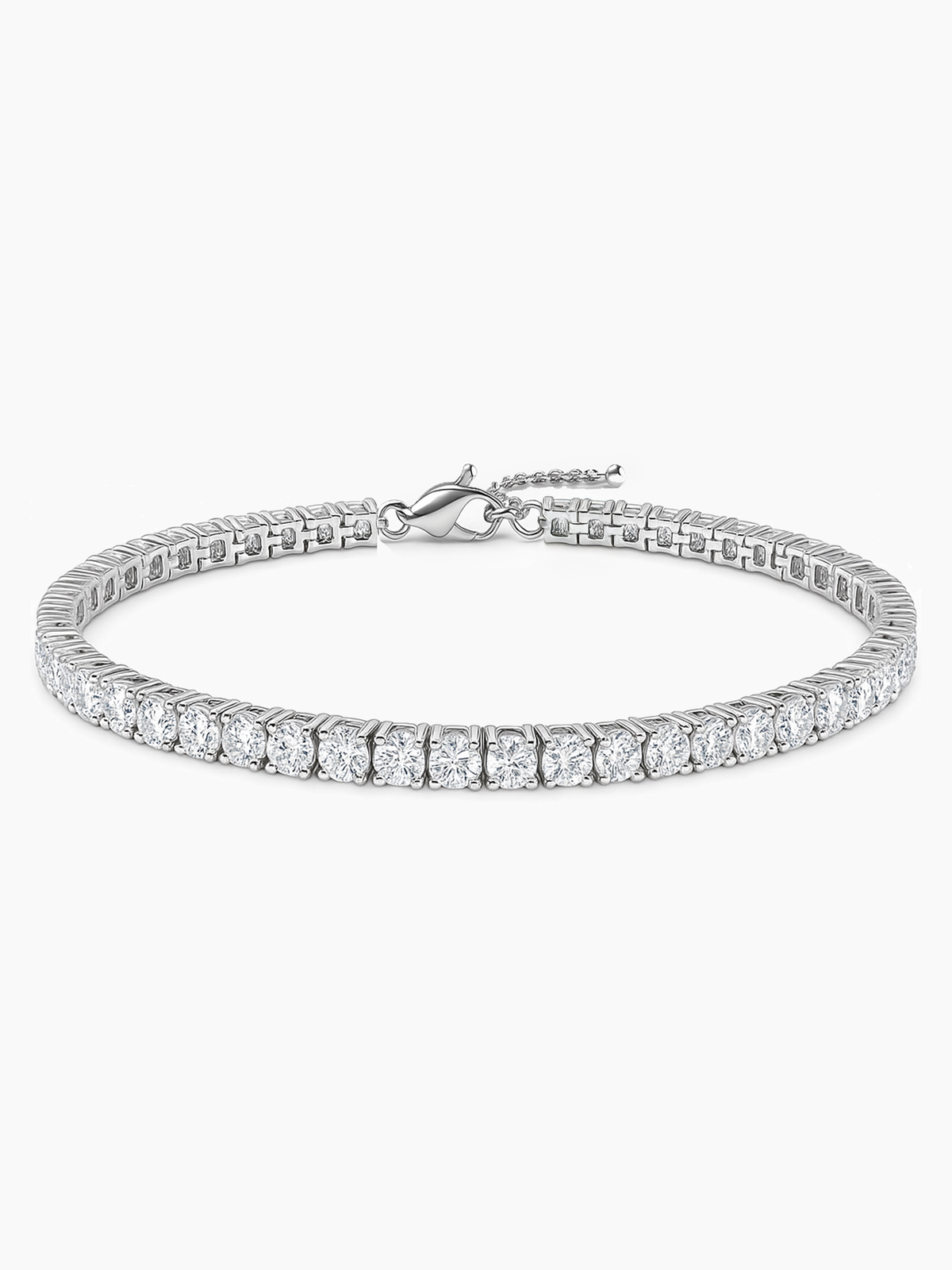 18K White Gold Plated Adjustable Tennis Bracelet