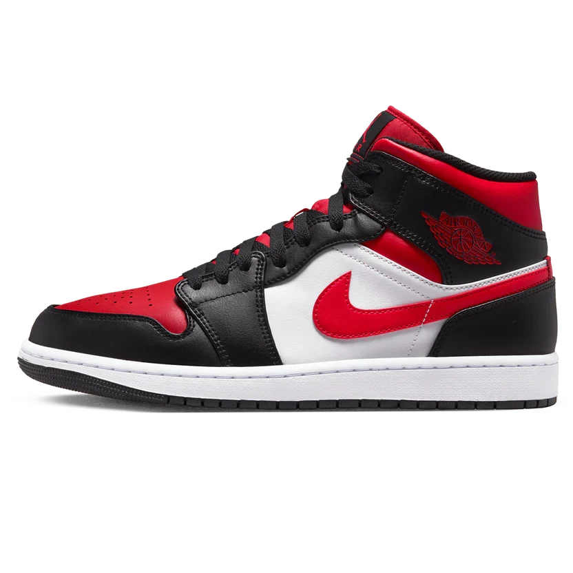 Jordan 1 Mid Black Fire Red Trainers