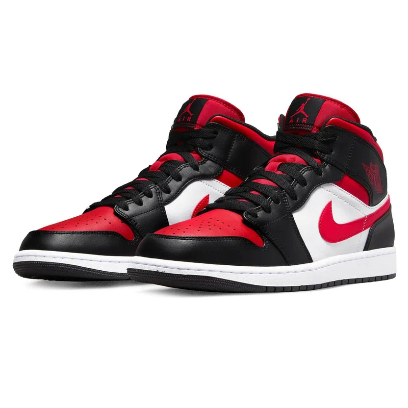 Jordan 1 Mid Black Fire Red Trainers