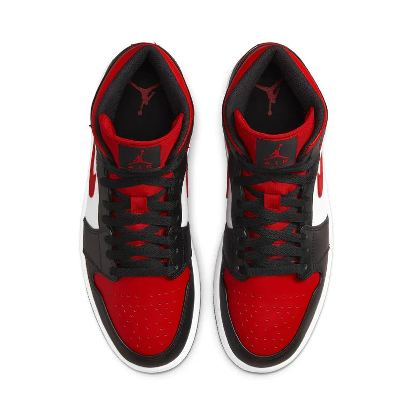 Jordan 1 Mid Black Fire Red Trainers