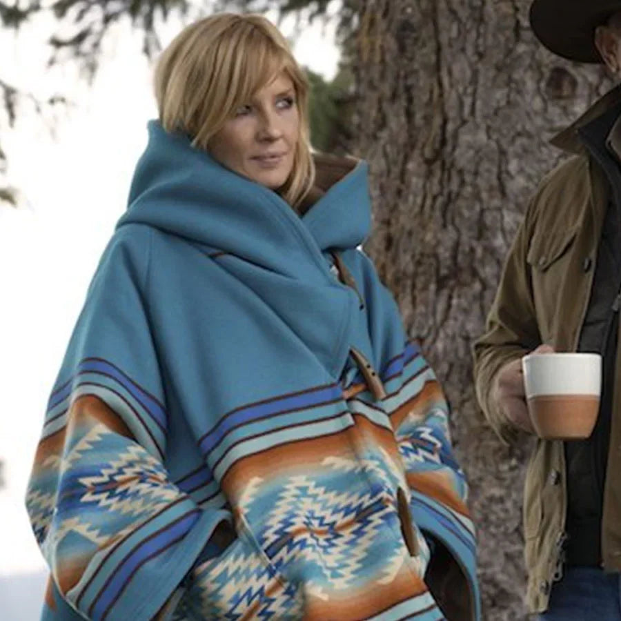 Yellowstone Beth Dutton Blue Hooded Coat