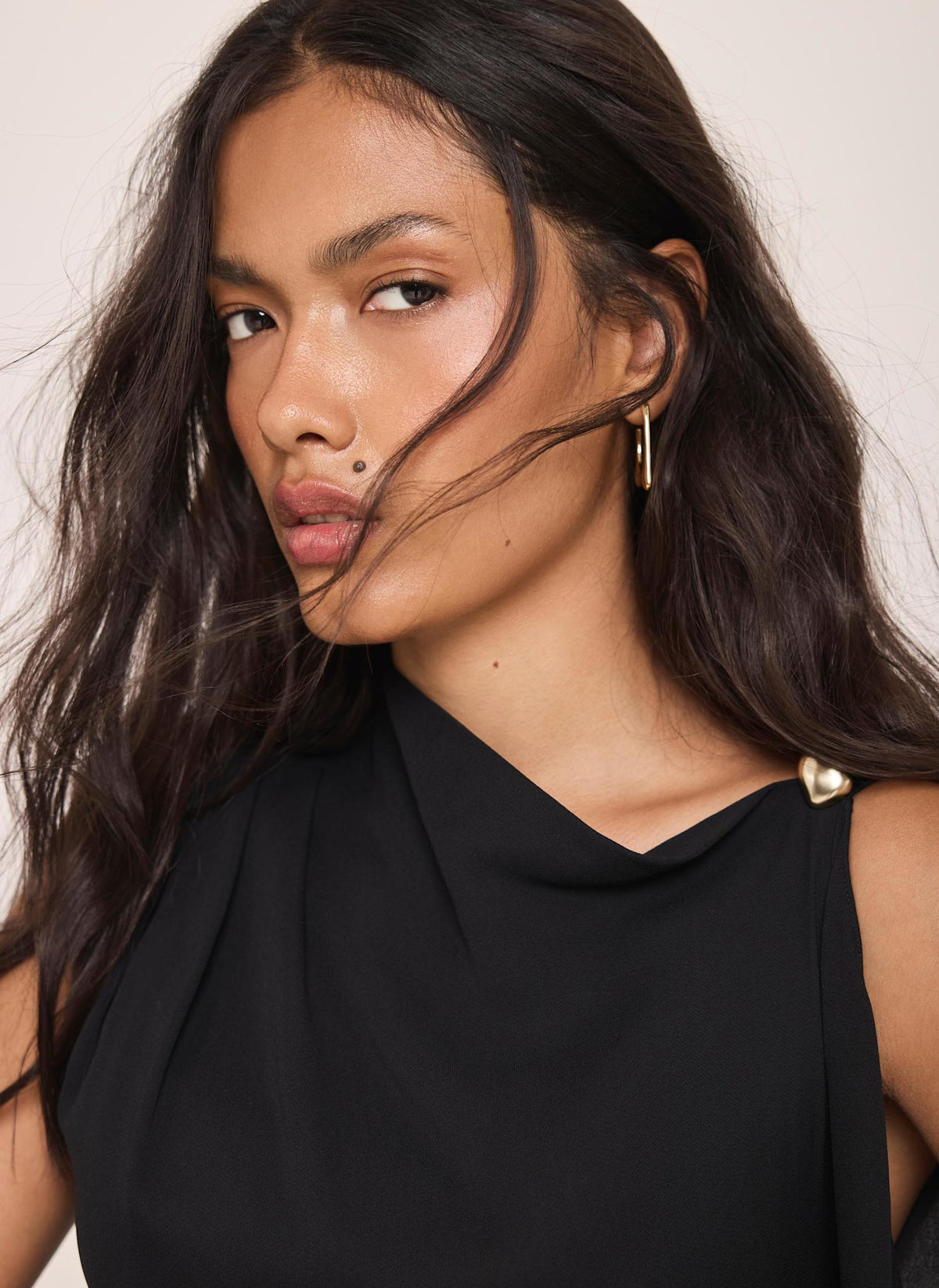 Black Midi Dress with Ruffle Detail