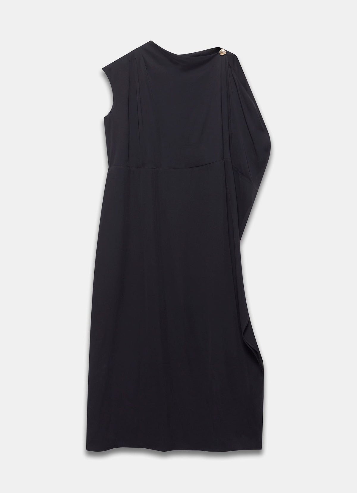 Black Midi Dress with Ruffle Detail