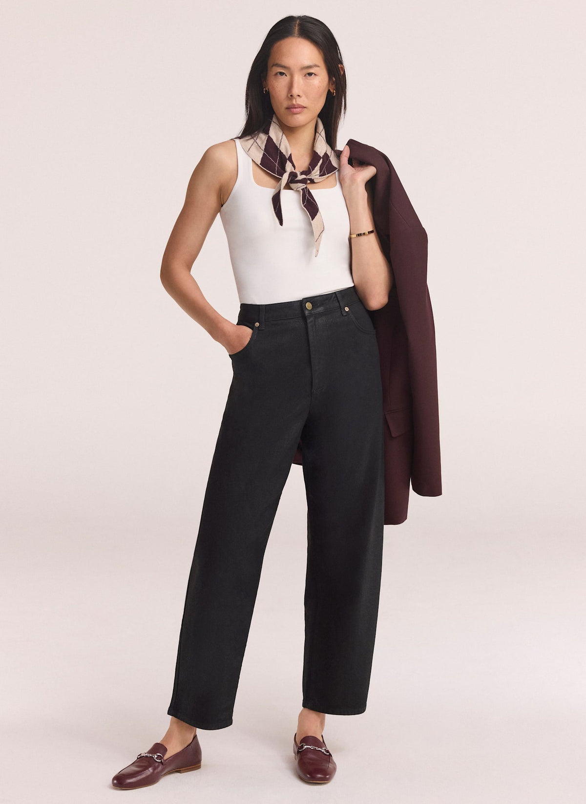 Black Tapered Jeans with Coated Finish