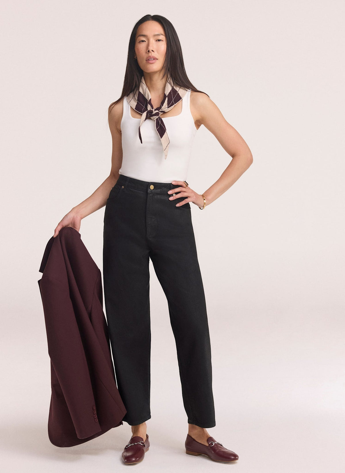 Black Tapered Jeans with Coated Finish