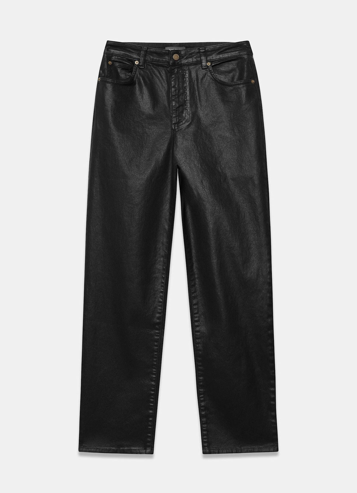 Black Tapered Jeans with Coated Finish