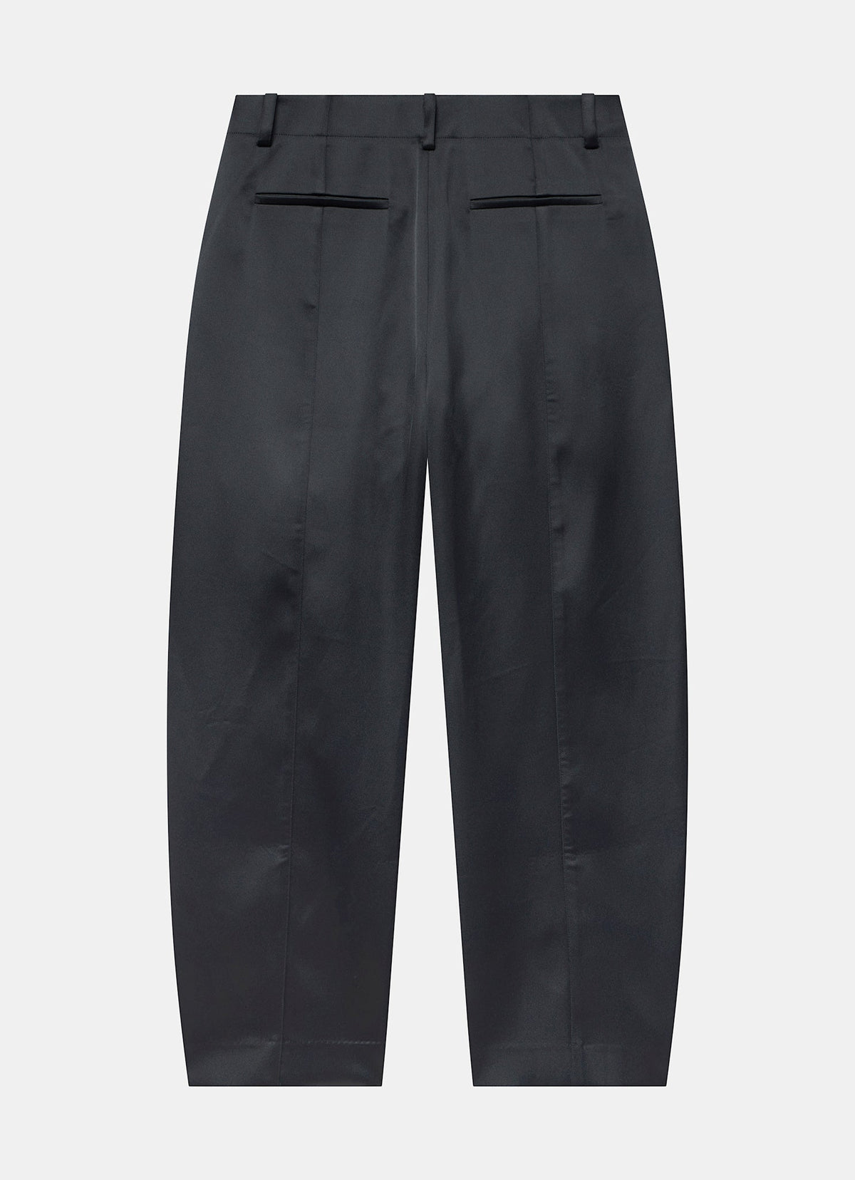 Black Barrel Leg Trousers in Satin