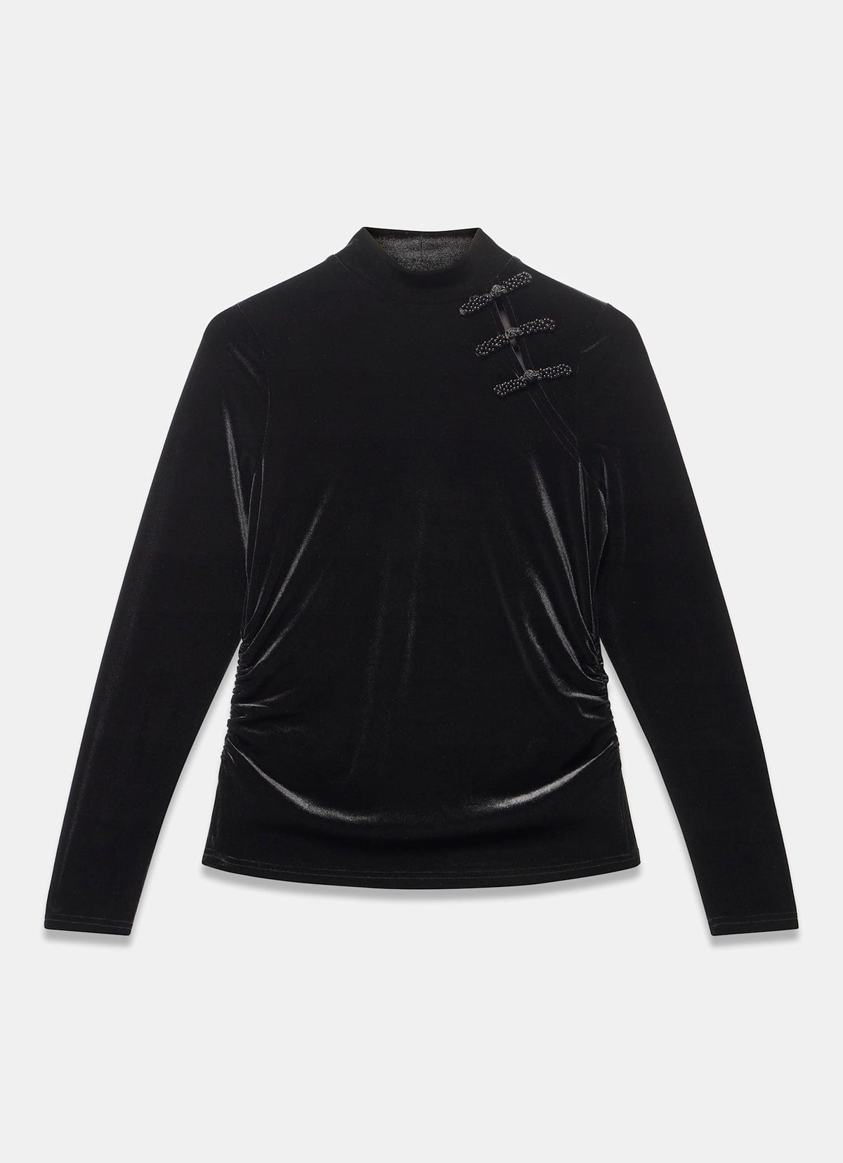 Black High Neck Velvet Top