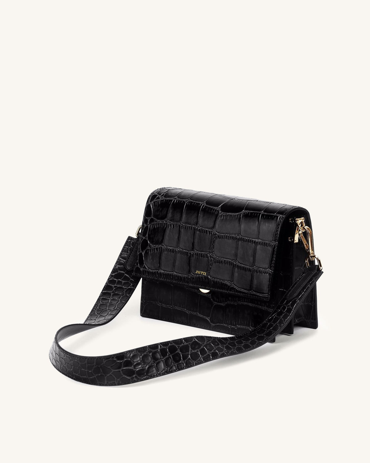 Optew Mini Flap Crossbody Bag - Black Croc
