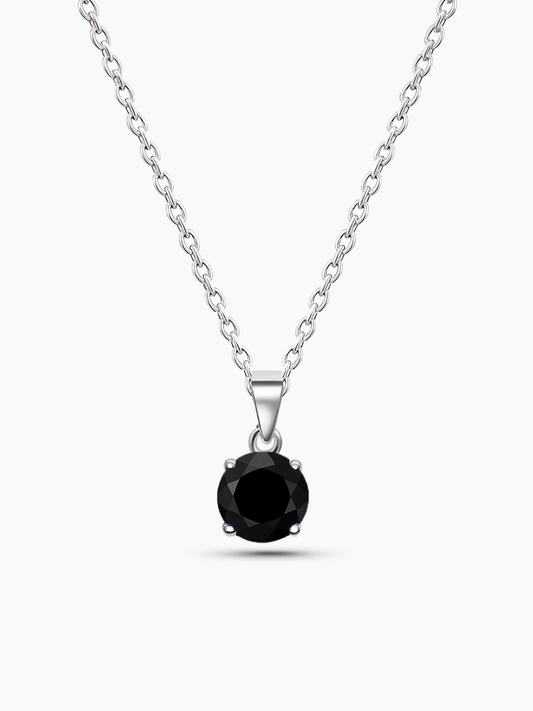 Lab Grown Black Sapphire Pendant Necklace, 1.25ct