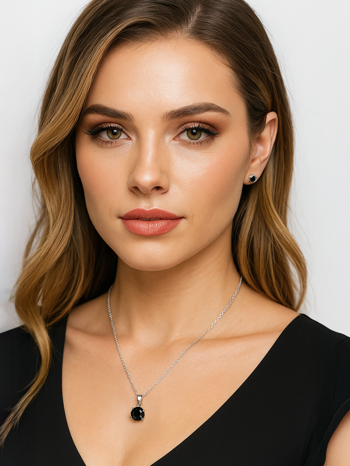 Lab Grown Black Sapphire Pendant Necklace, 1.25ct