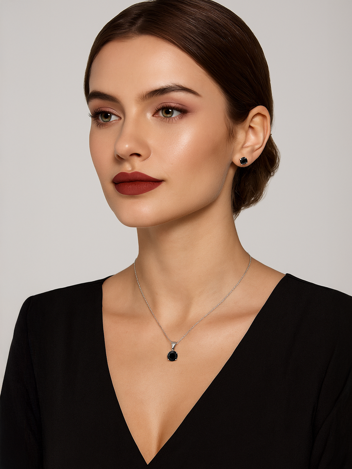 Lab Grown Black Sapphire Pendant Necklace, 1.25ct
