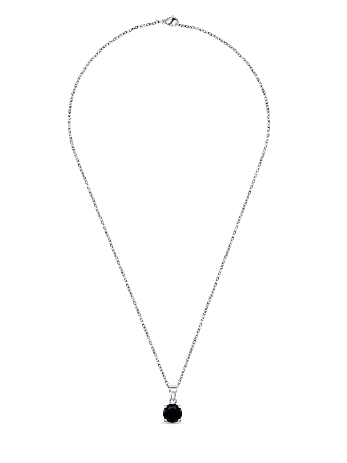 Lab Grown Black Sapphire Pendant Necklace, 1.25ct
