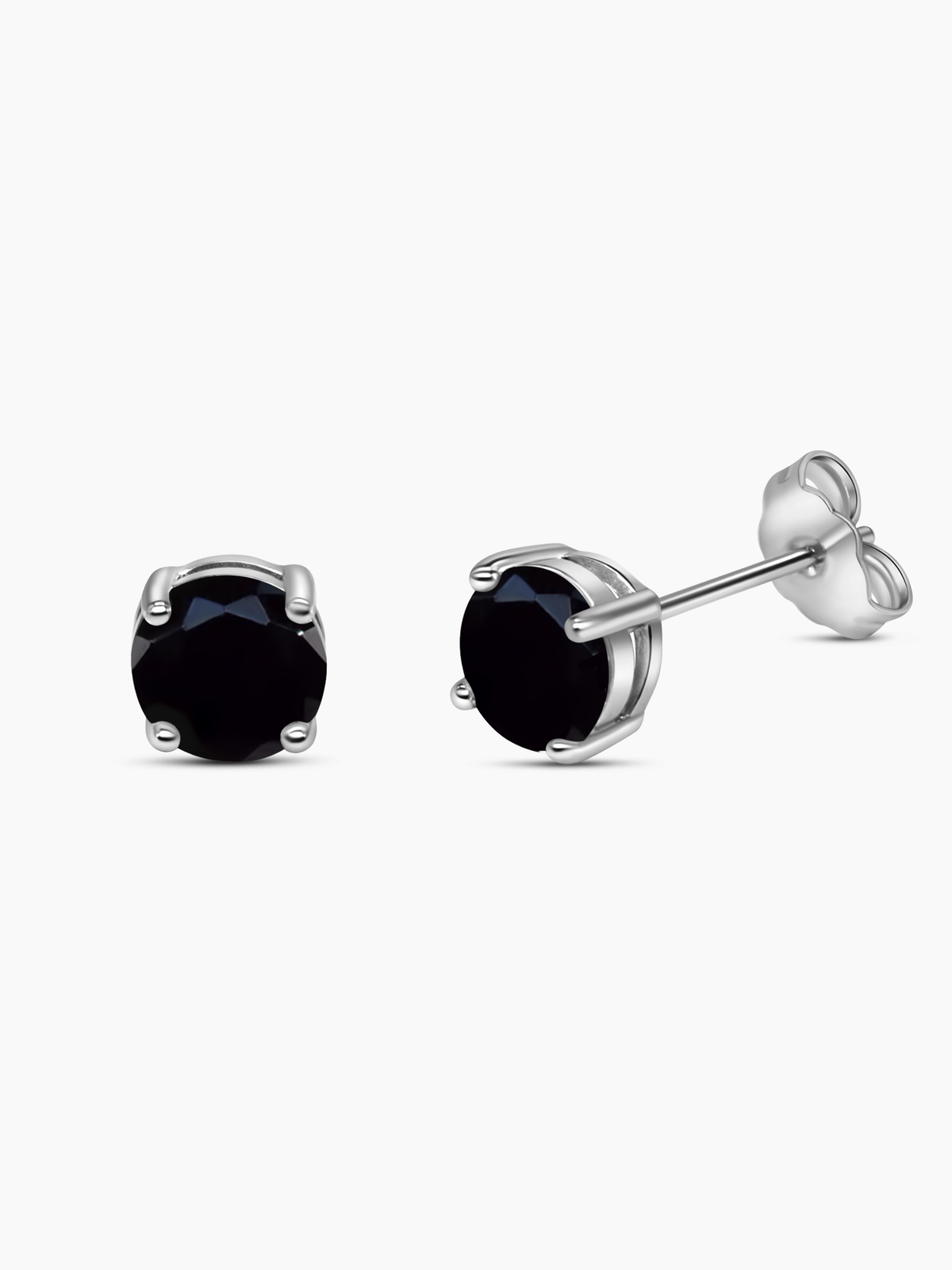 925 Sterling Silver Black Sapphire Stud Earrings