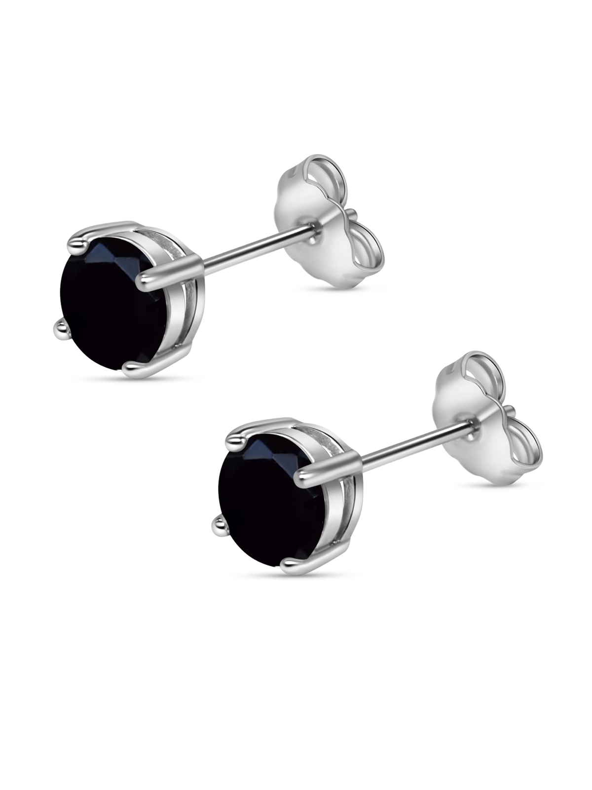925 Sterling Silver Black Sapphire Stud Earrings