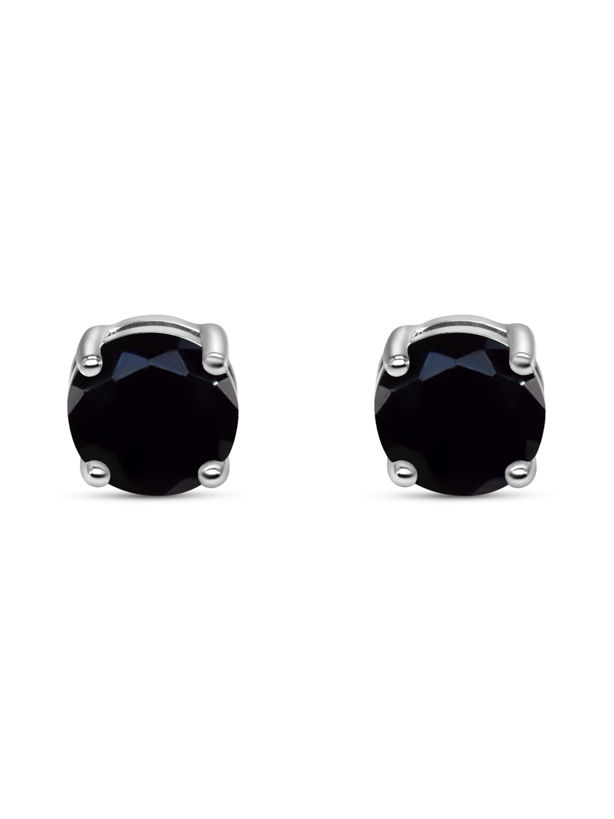 925 Sterling Silver Black Sapphire Stud Earrings