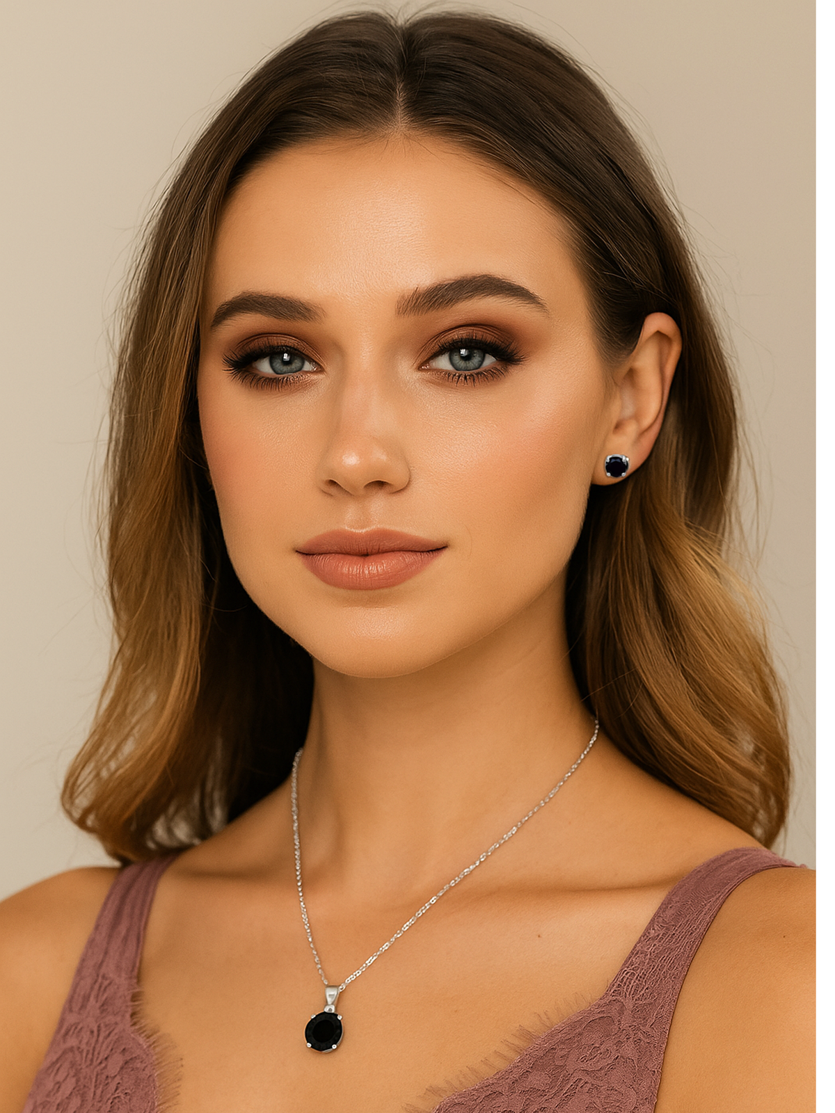 925 Sterling Silver Black Sapphire Stud Earrings