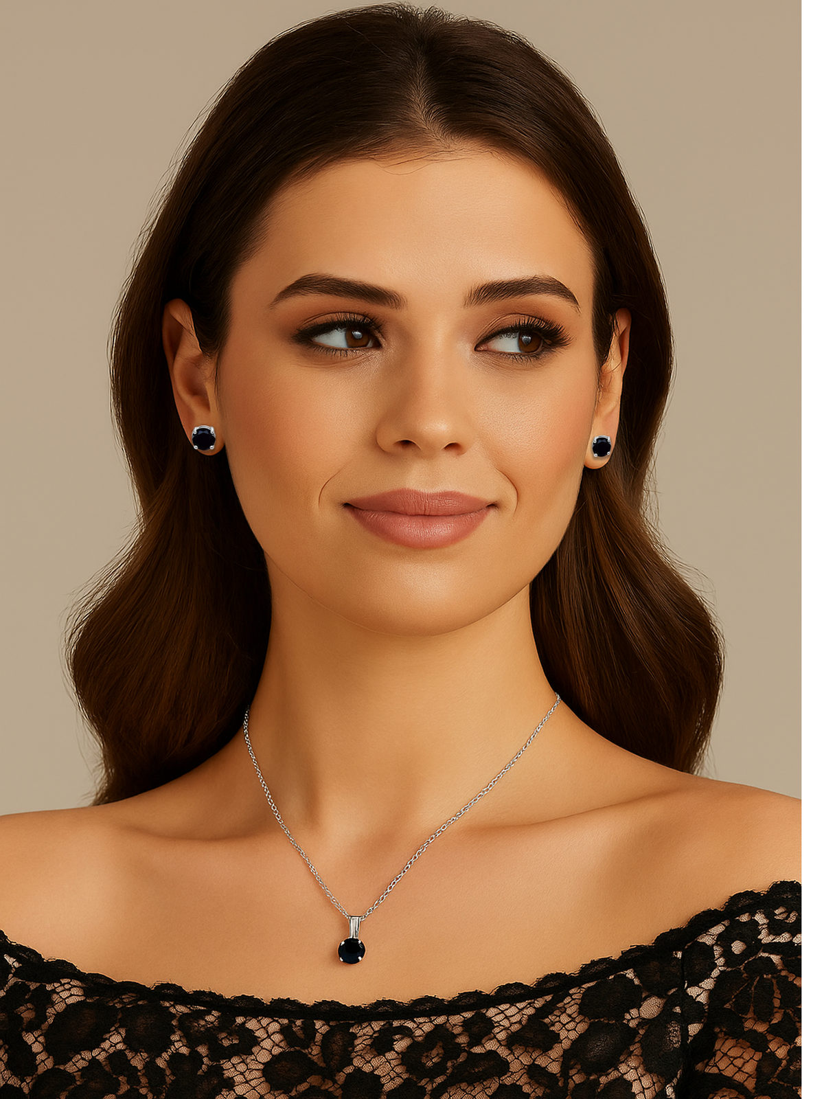 925 Sterling Silver Black Sapphire Stud Earrings
