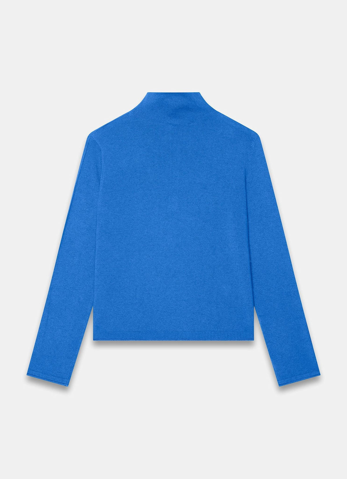 Blue Knit Top with Funnel Neck