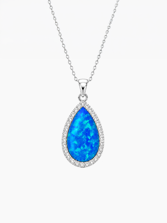 Blue Opal Pendant Necklace, 2ct