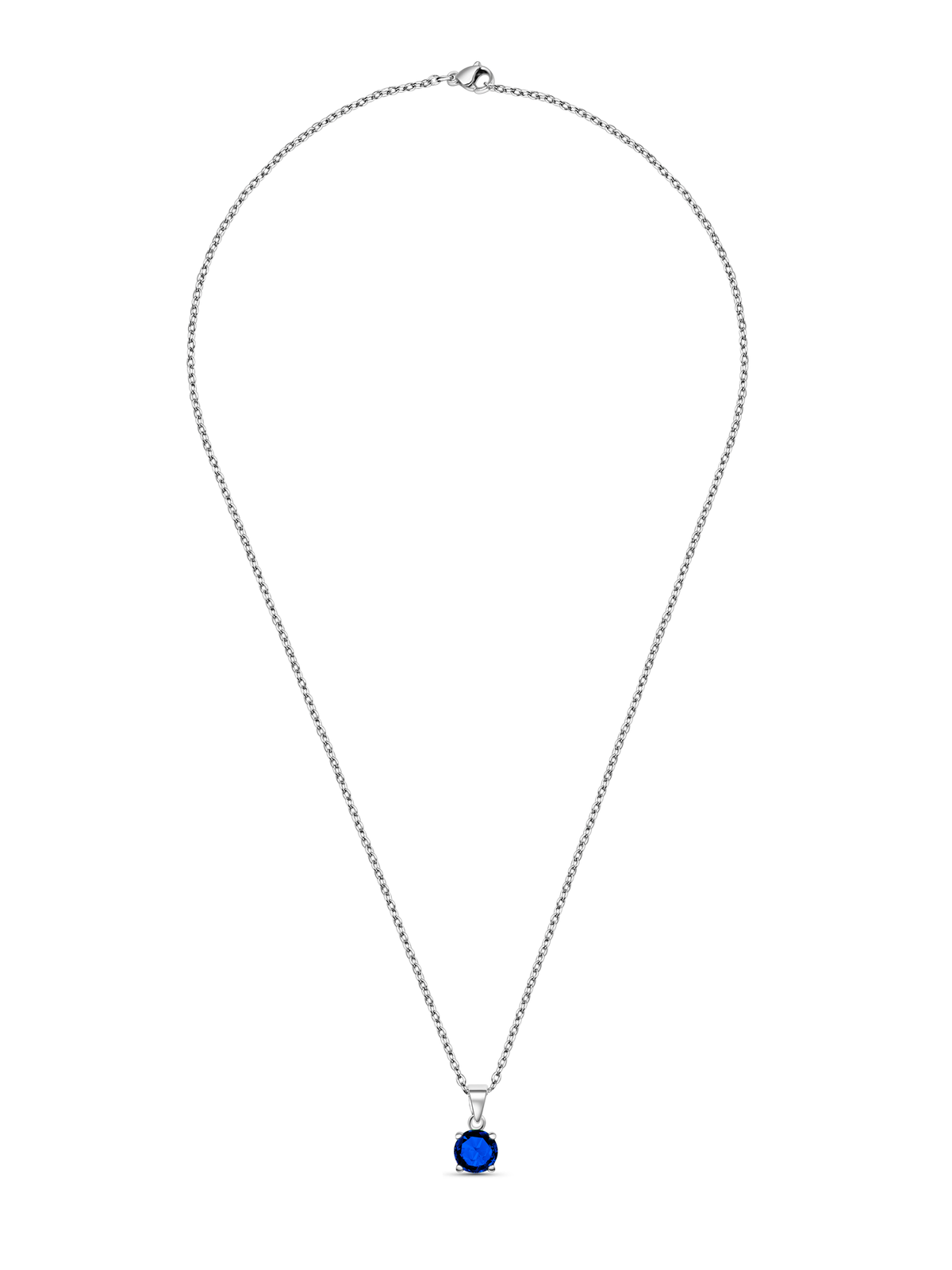 Lab Grown Blue Sapphire Pendant Necklace, 1.25ct